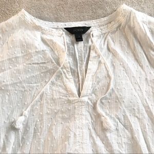 J. Crew Textured Top with Tassel Tie White 2